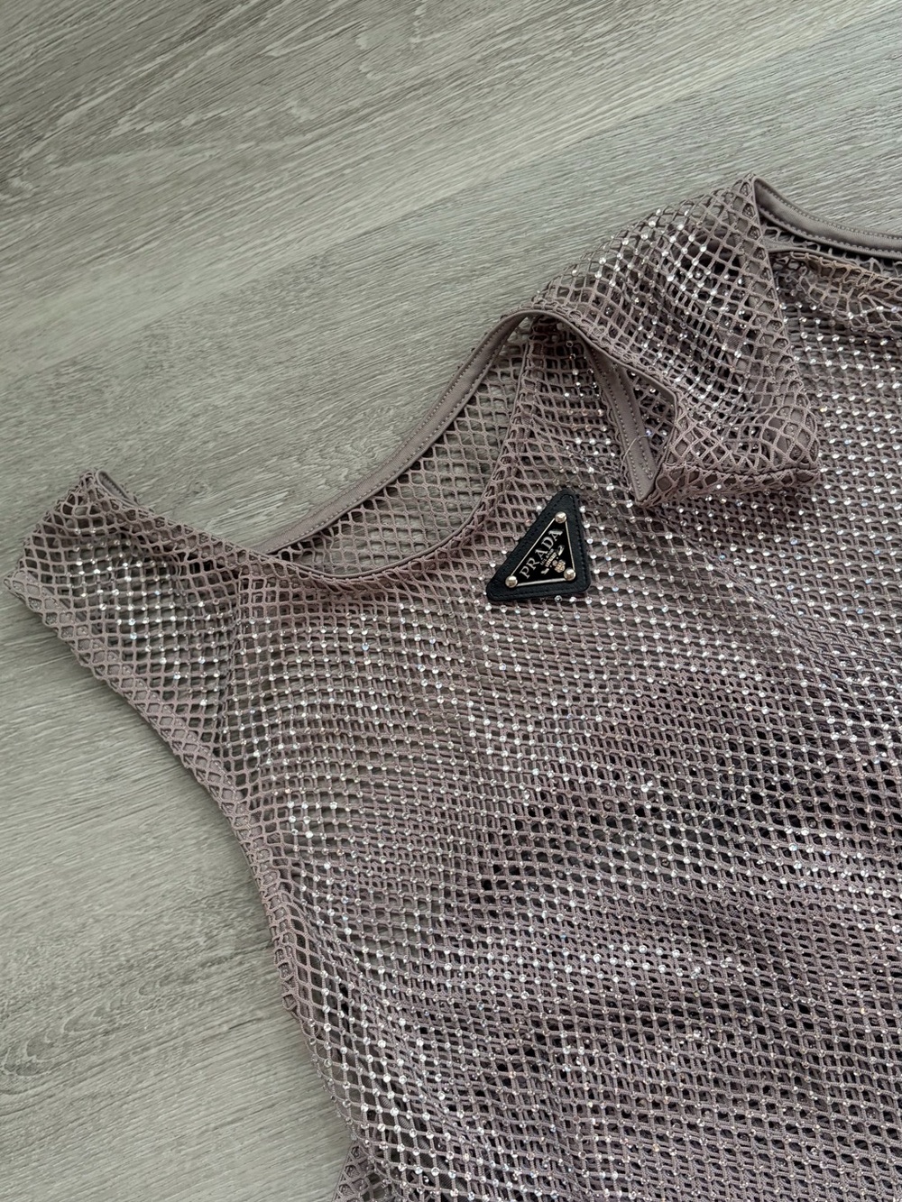 Prada Mesh Tank Top in Dusty Taupe